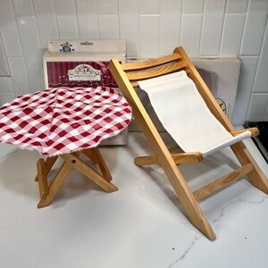 Doll Furniture Springfield Collection Folding Resort Wood Sling Chair And Table
